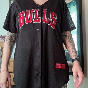 NBA Chicago Bulls Black Mesh Jersey Button Up 66